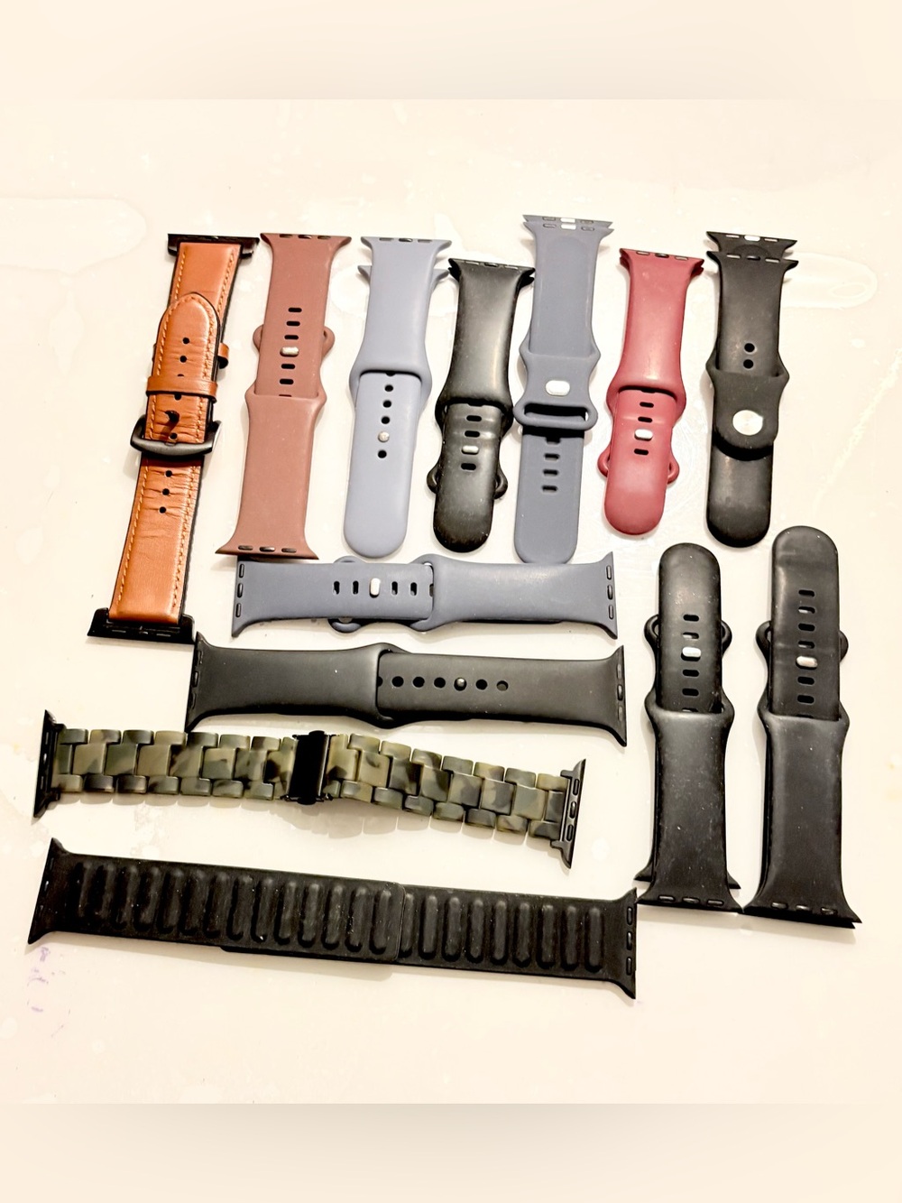 Assorted Silicone & Leather Smartwatch Bands - Multi-Color Pack of 13